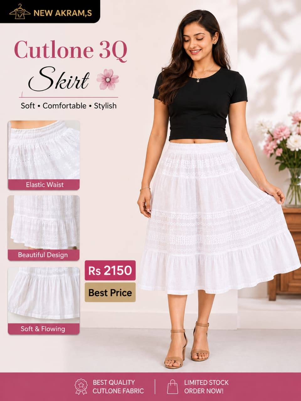 CUTLONE 3Q SKIRT – STYLISH & COMFORTABLE!