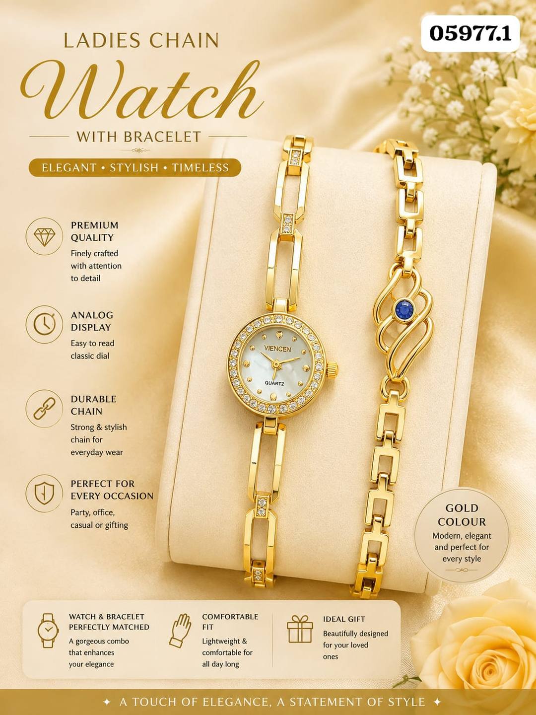 LADIES CHAIN WATCH WITH BRACELET