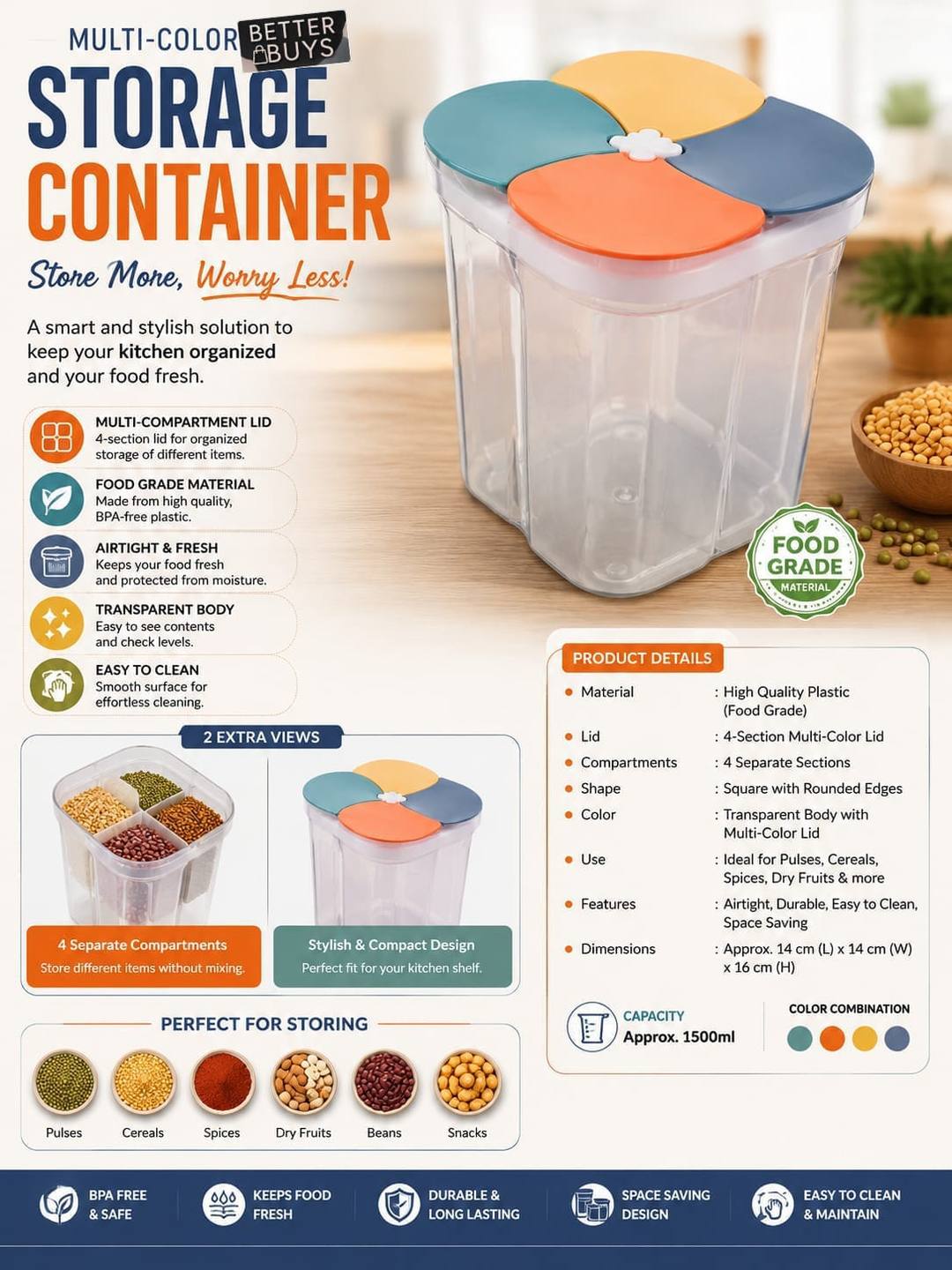 4-GRID STORAGE CONTAINER