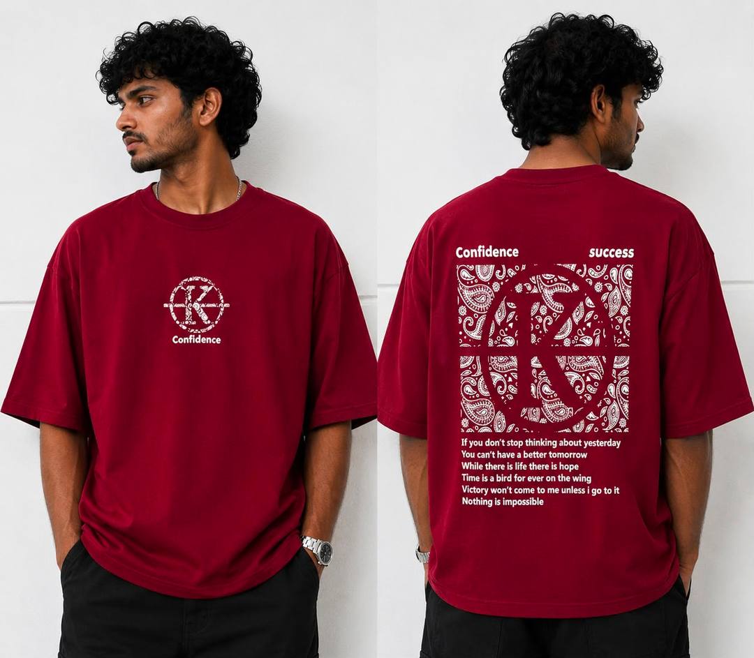 Red Over Sizes Back Print T-Shirts