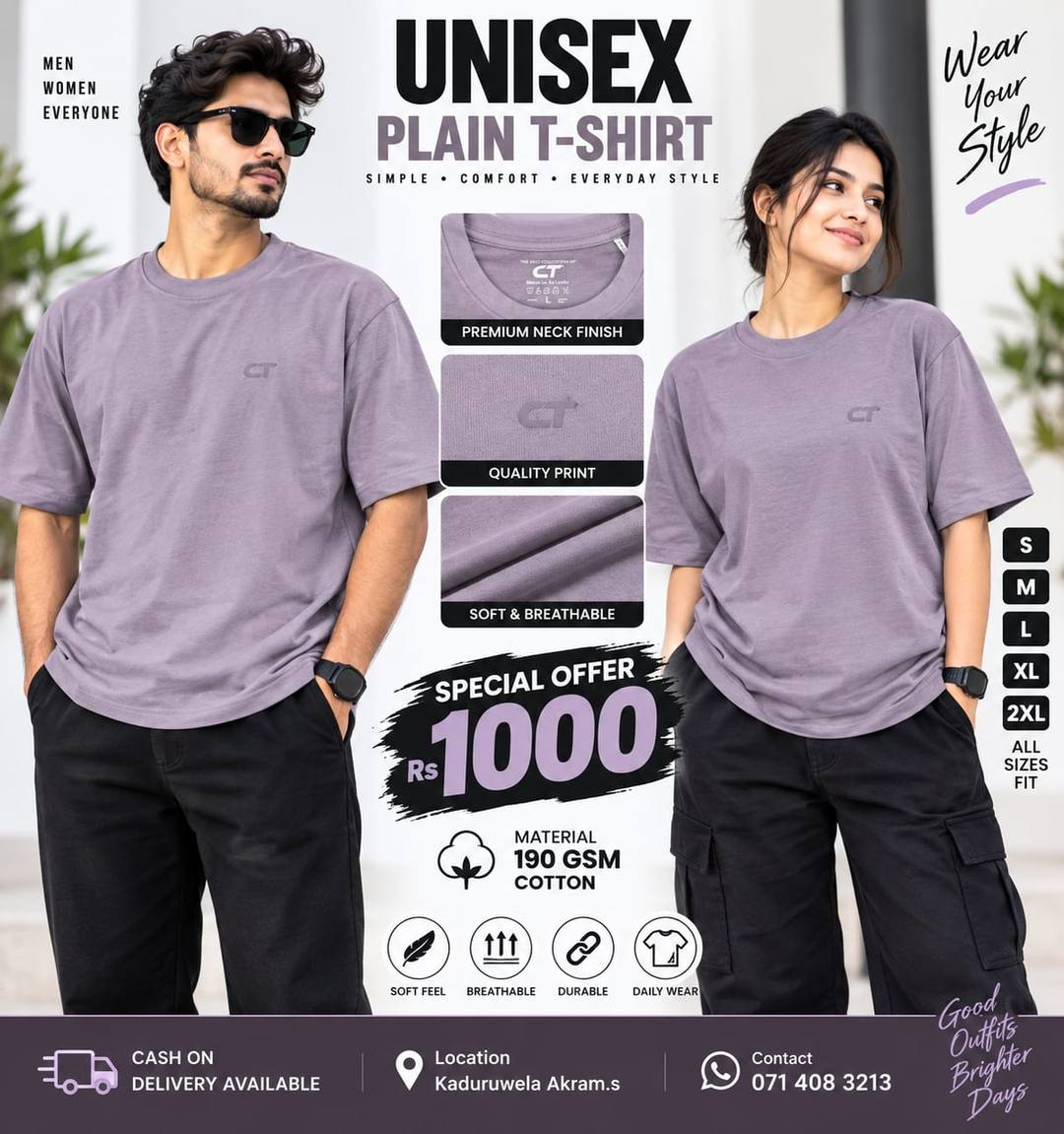 UNISEX PLAIN T-SHIRT AVAILABLE FOR SALE