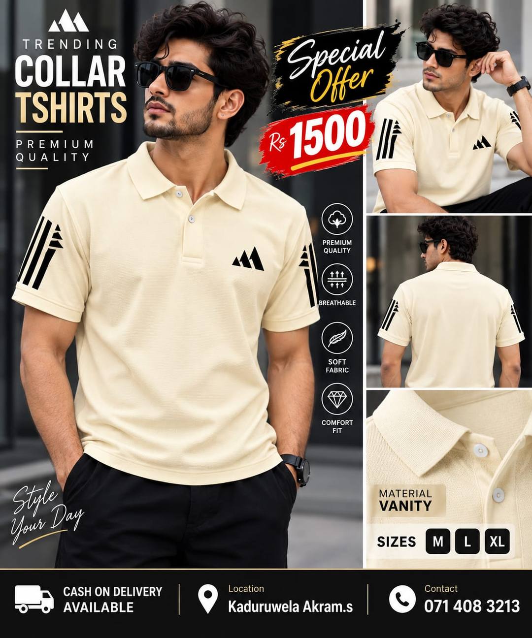 TRENDY LOOK COLLAR T-SHIRTS