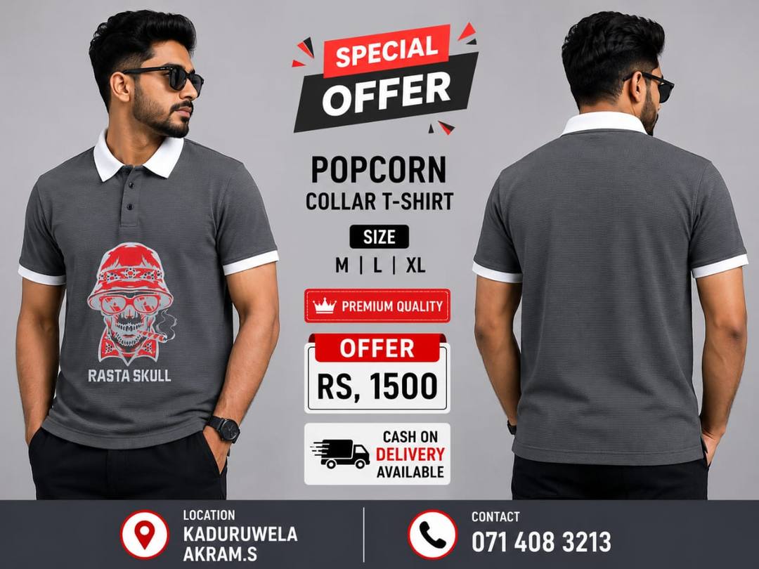 LIMITED STOCK – TRENDY POPCORN COLLAR T-SHIRT!