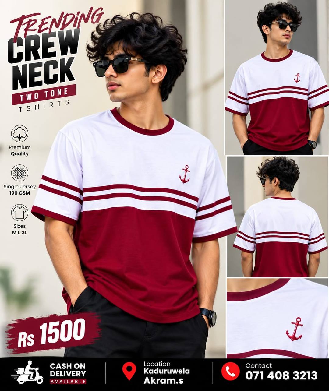 TRENDING CREW NECK TWO-TONE T-SHIRTS FOR SALE