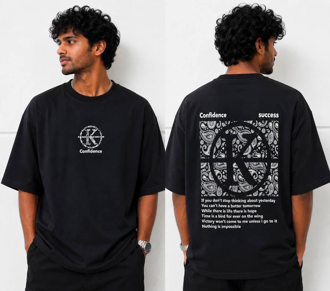 Black Over Sizes Back Print T-Shirts