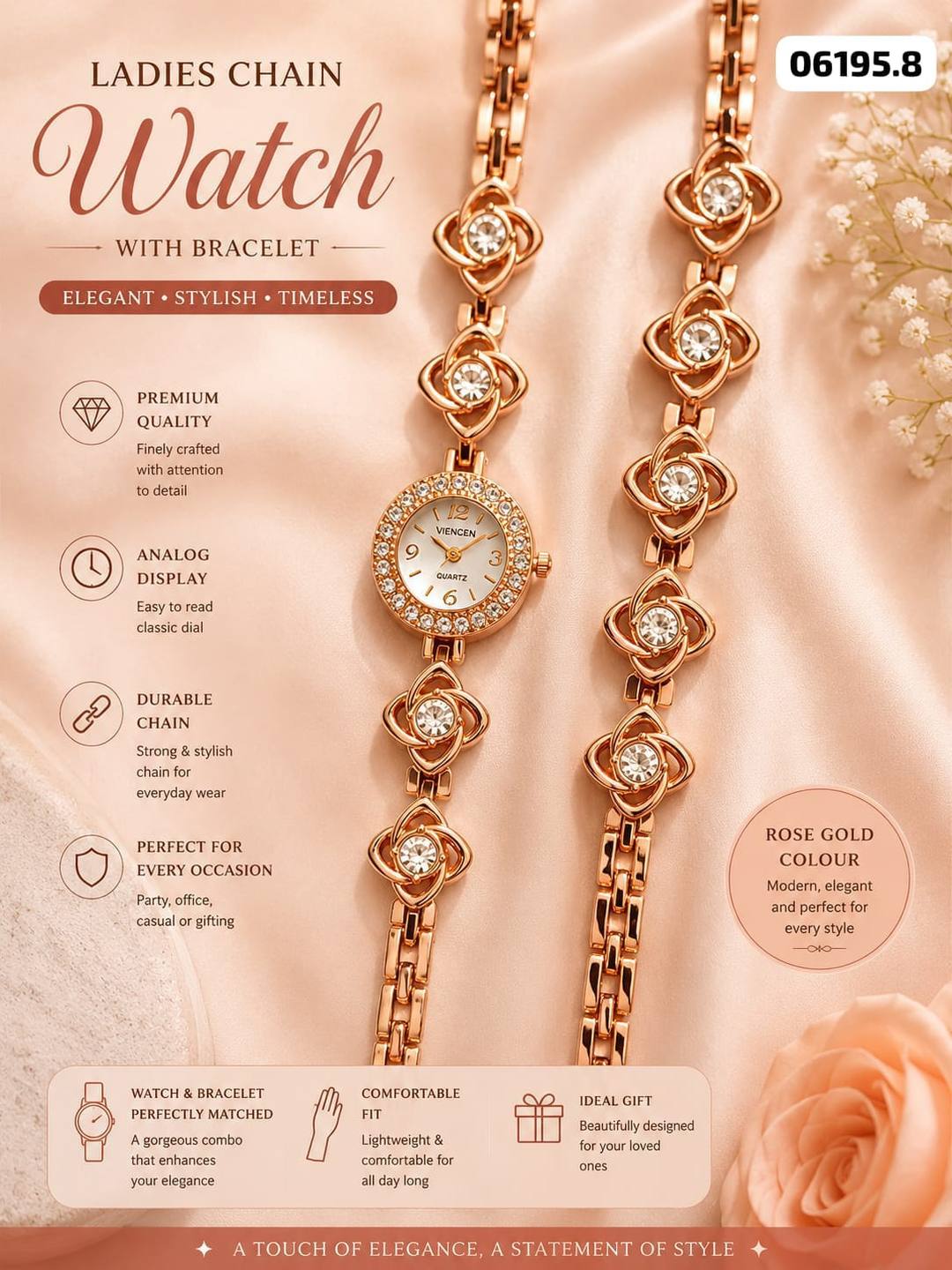 LADIES CHAIN WATCH WITH BRACELET – FOR SALE