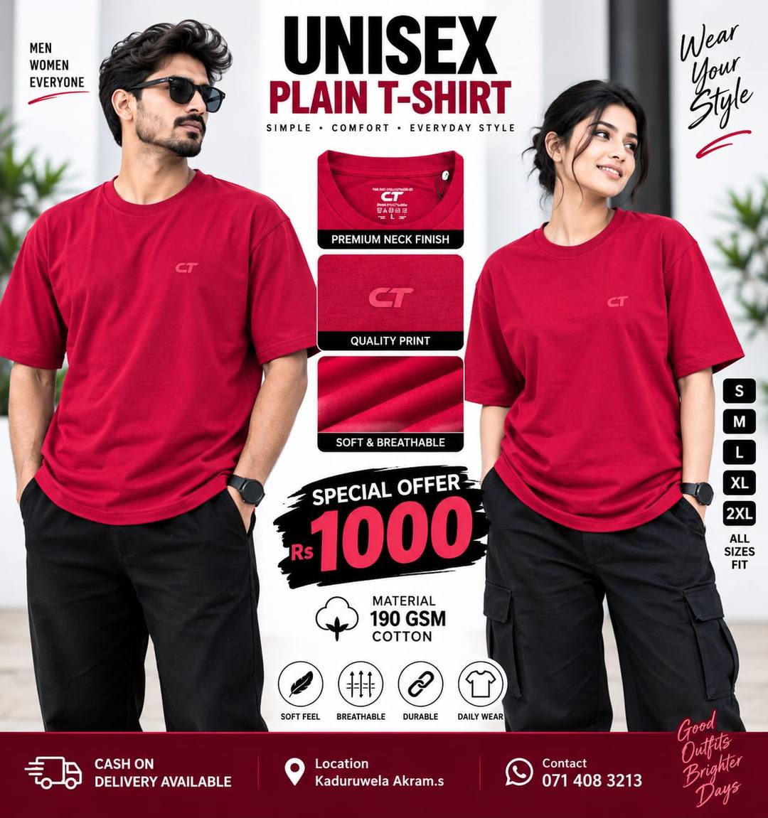 COMFORTABLE UNISEX PLAIN T-SHIRT