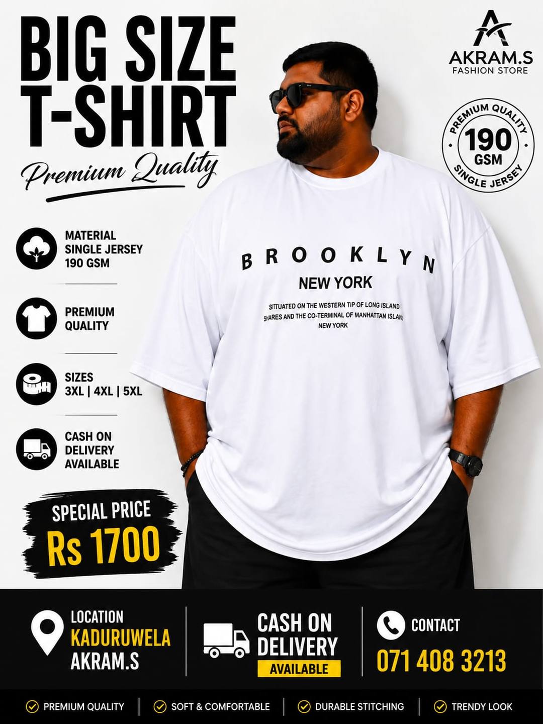 190 GSM Big Size T-Shirt – New Arrival