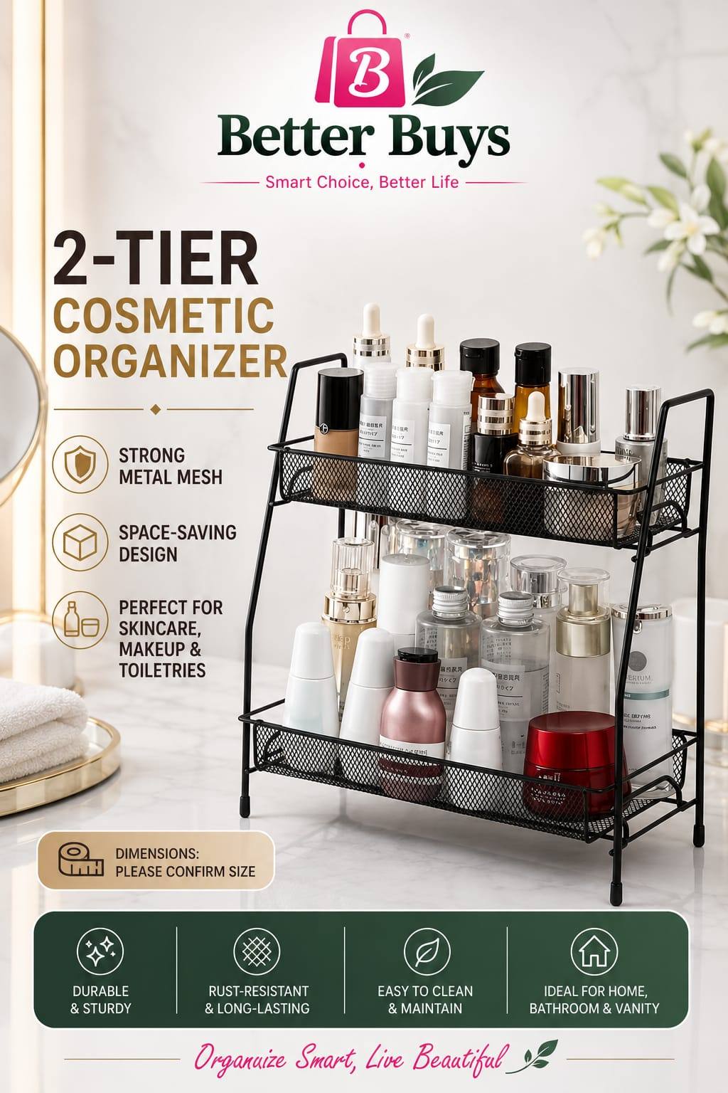 2-TIER COSMETIC ORGANIZER