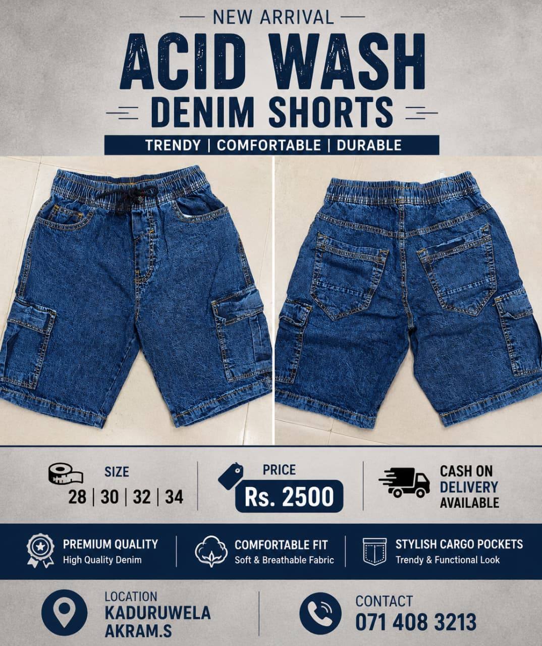 NEW ARRIVAL – ACID WASH DENIM SHORTS