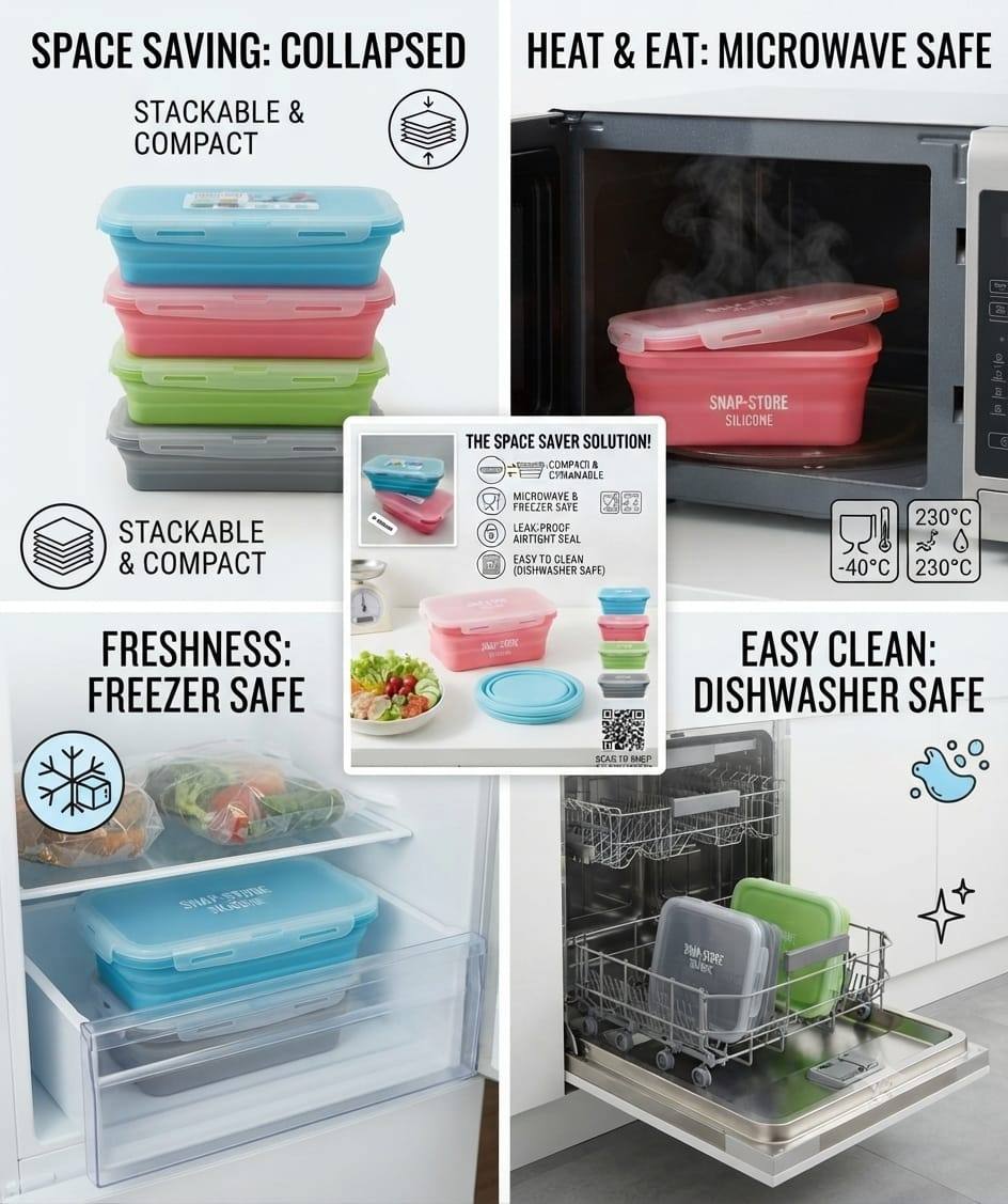 SILICONE FOLDABLE LUNCH BOX FOR SALE