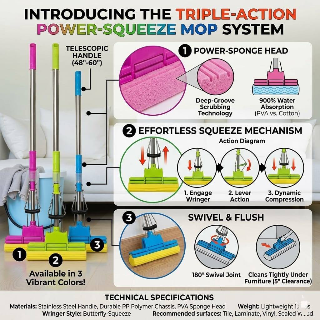 SUPER ABSORBENT SPONGE MOP AVAILABLE