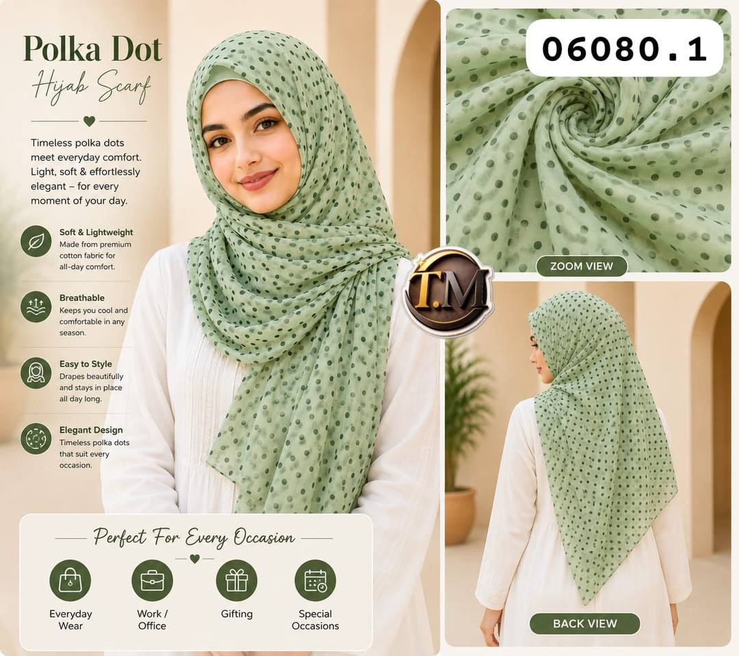 PRINTED POLKA DOTS CHIFFON SHAWLS FOR SALE