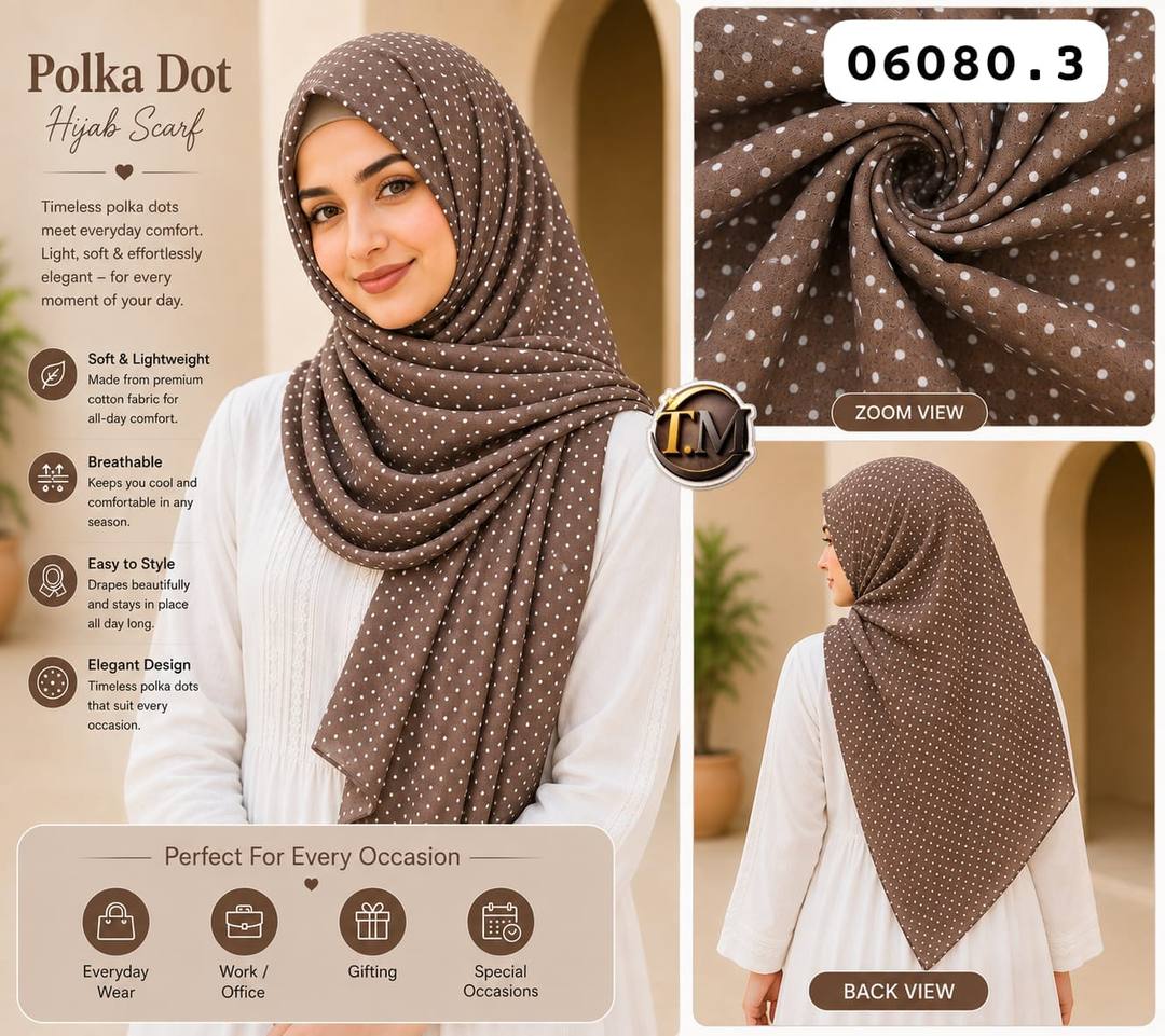 PRINTED POLKA DOTS CHIFFON SHAWLS AVAILABLE NOW