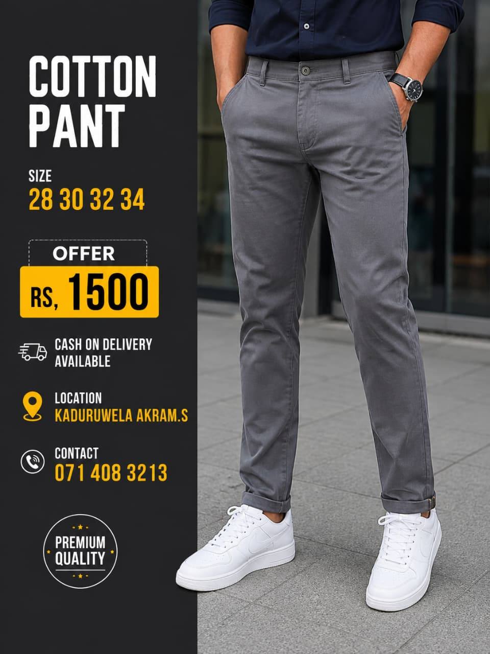 Premium Quality Cotton Pant Available
