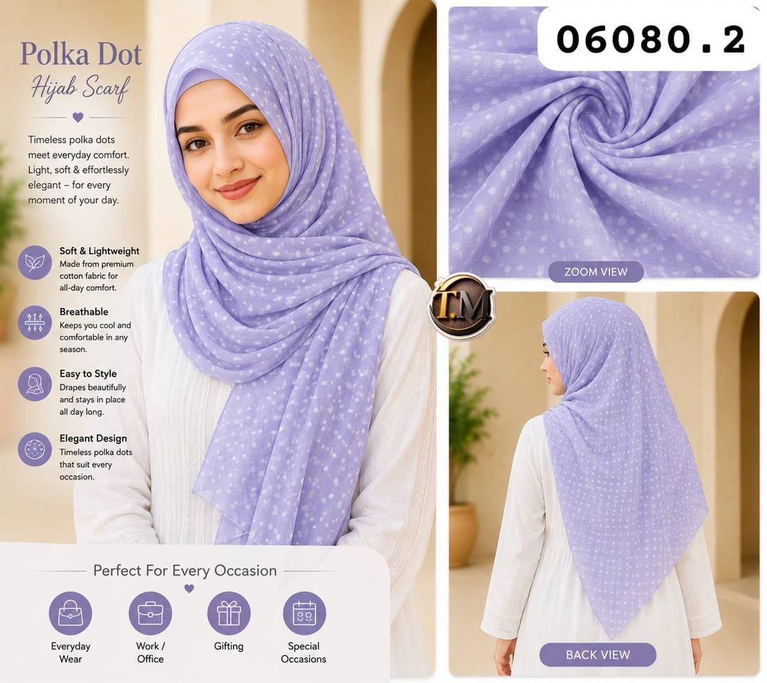 PRINTED POLKA DOTS CHIFFON SHAWLS ON SALE