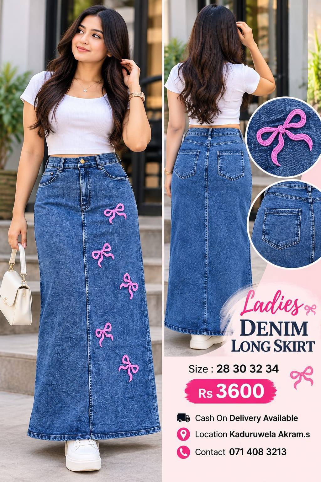 NEW ARRIVAL TRENDY LONG DENIM SKIRT