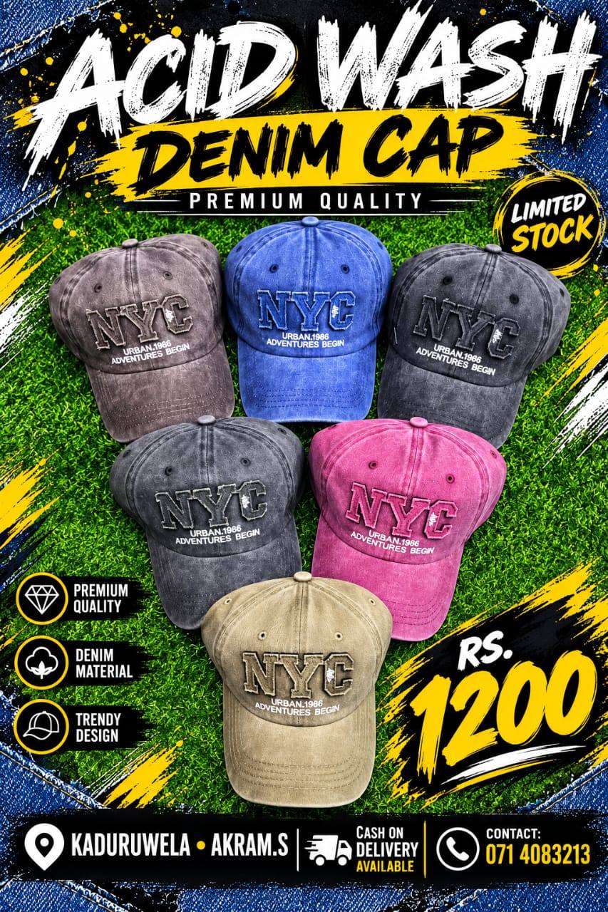 ACID WASH DENIM CAPS ON SALE