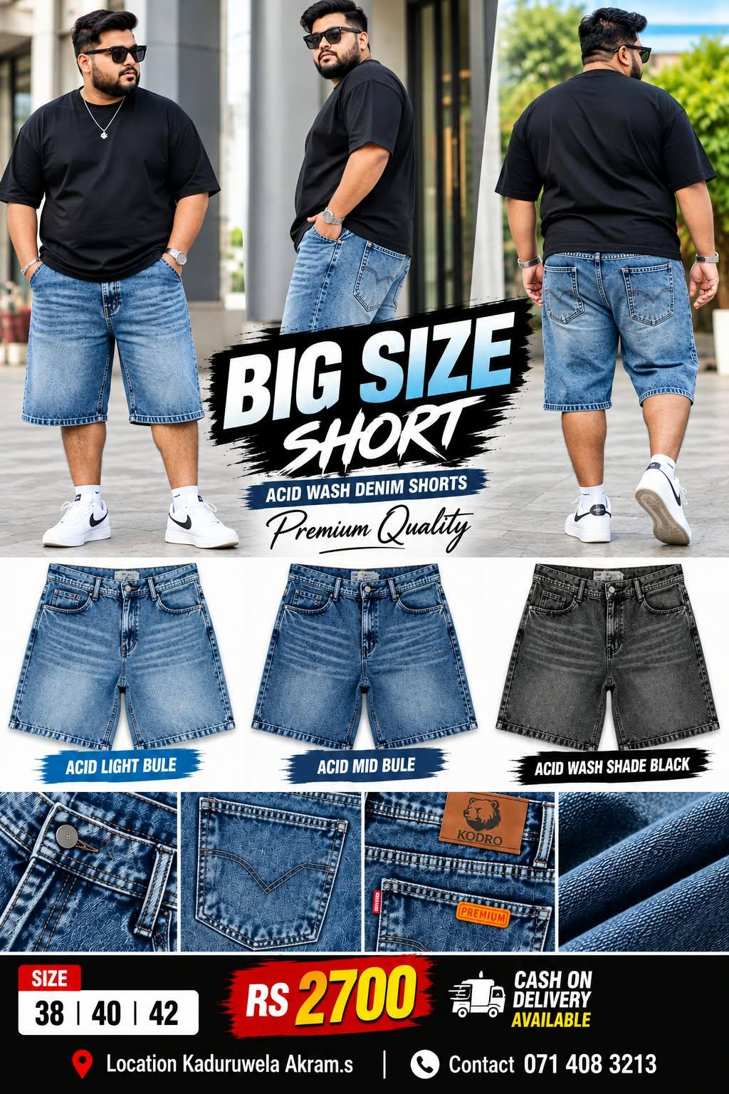BIG SIZE DENIM SHORTS