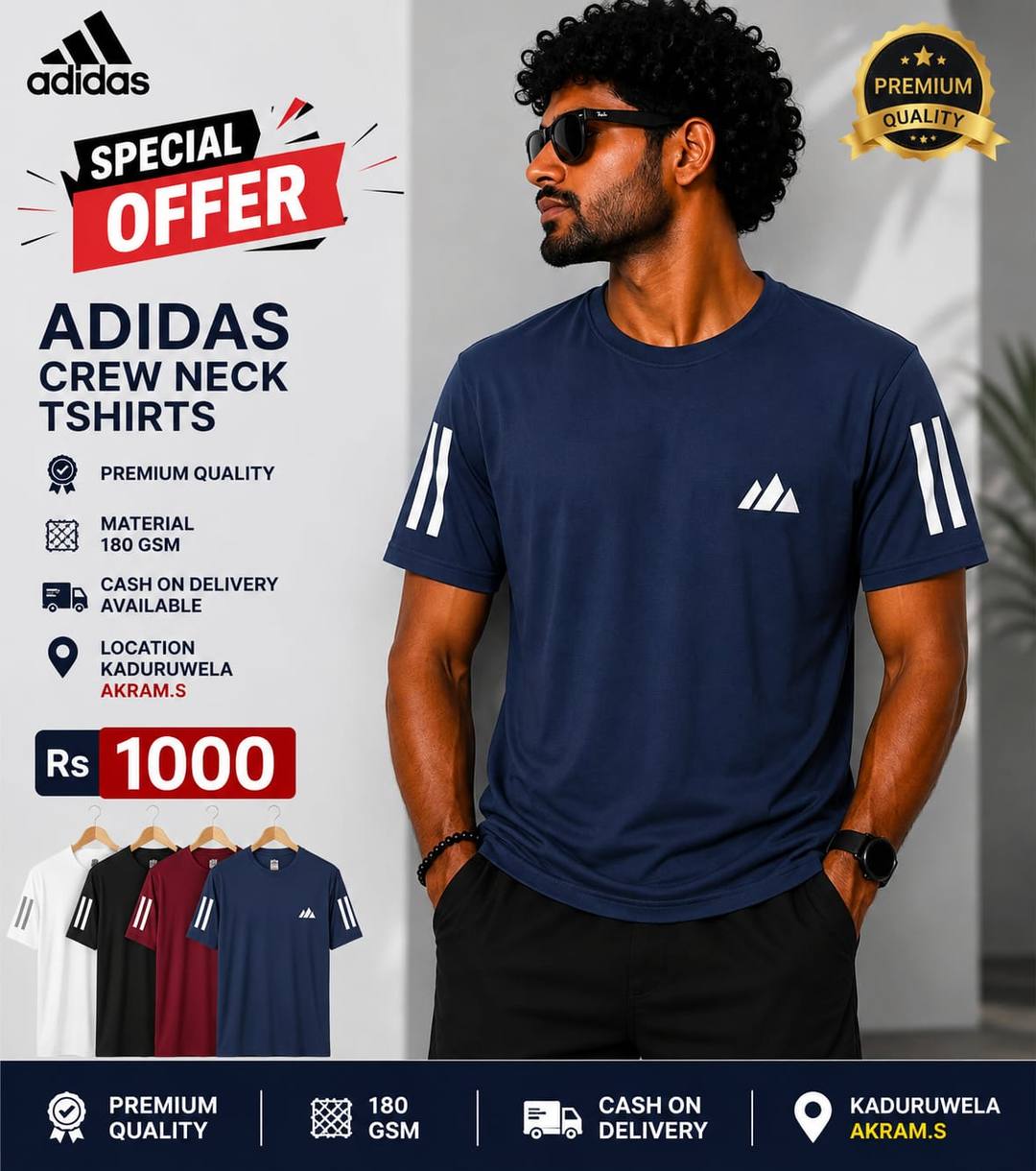 Adidas Crew Neck T-Shirt For Sale