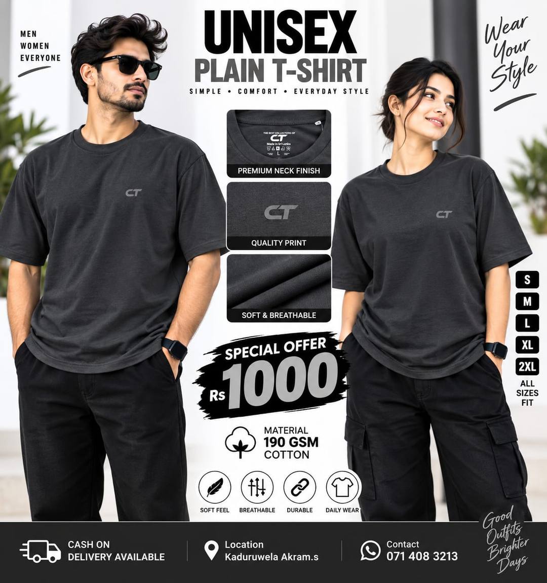 STYLISH UNISEX PLAIN T-SHIRT