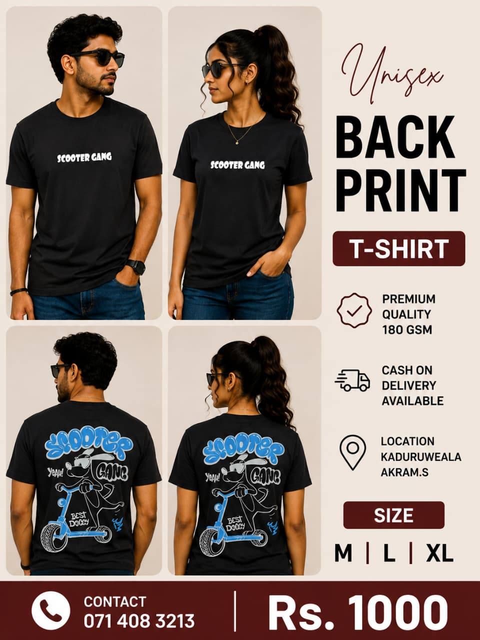 Premium Unisex Back Print T-Shirt