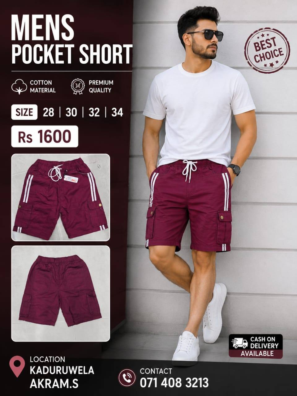 MEN'S POCKET SHORT – PREMIUM COTTON