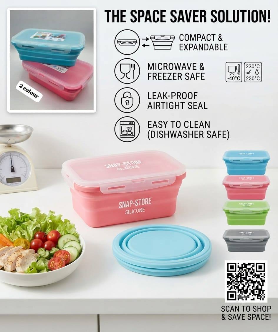 SILICONE FOLDABLE LUNCH BOX FOR SALE