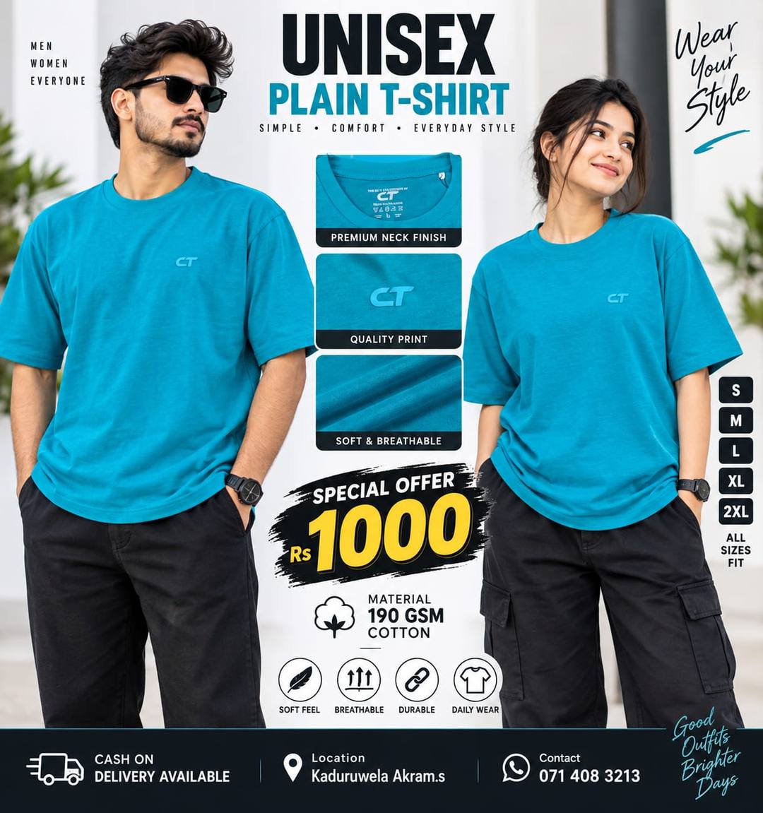 UNISEX PLAIN T-SHIRT FOR SALE