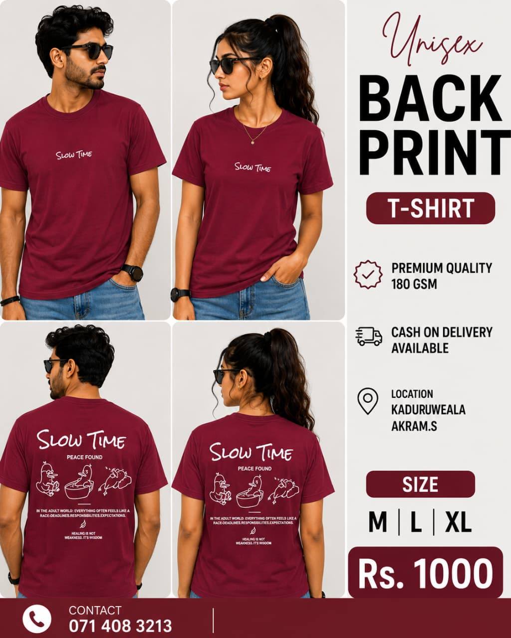 TRENDY UNISEX BACK PRINT TEE