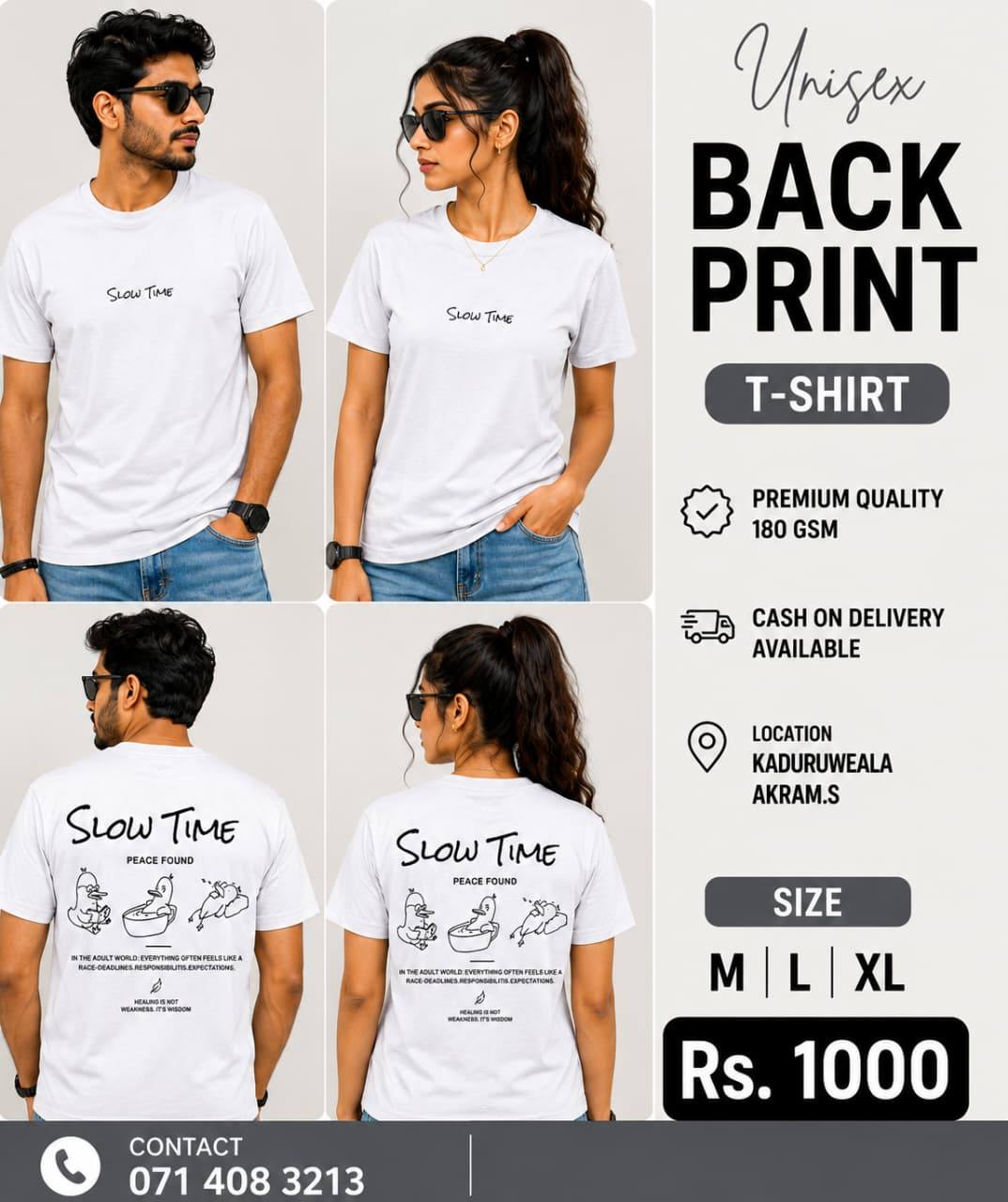 PREMIUM 180 GSM BACK PRINT T-SHIRT