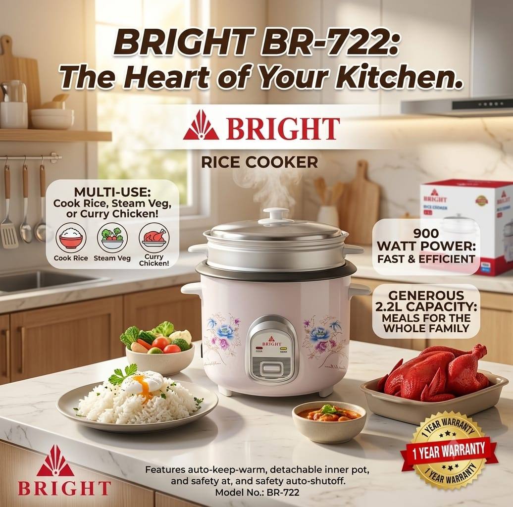 BRIGHT RICE COOKER – 2.2 LITRE FOR SALE