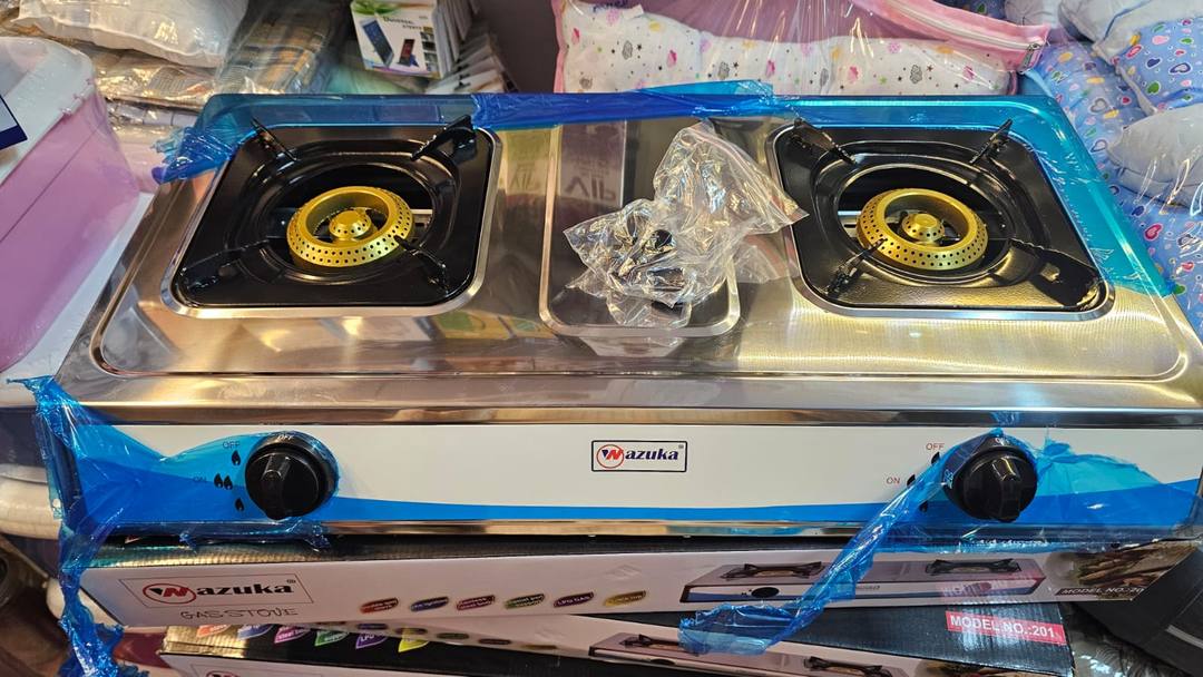 WAZUKA STAINLESS STEEL DOUBLE BURNER GAS COOKER FOR SALE