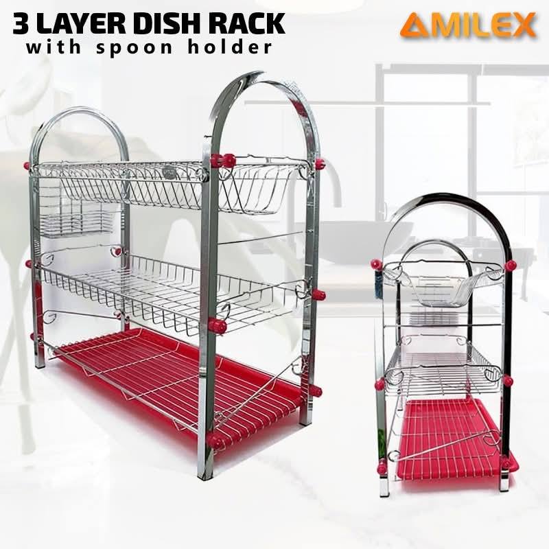 Amilex 3-Layer Dish Rack – Stainless Steel Kitchen Rack For Sale