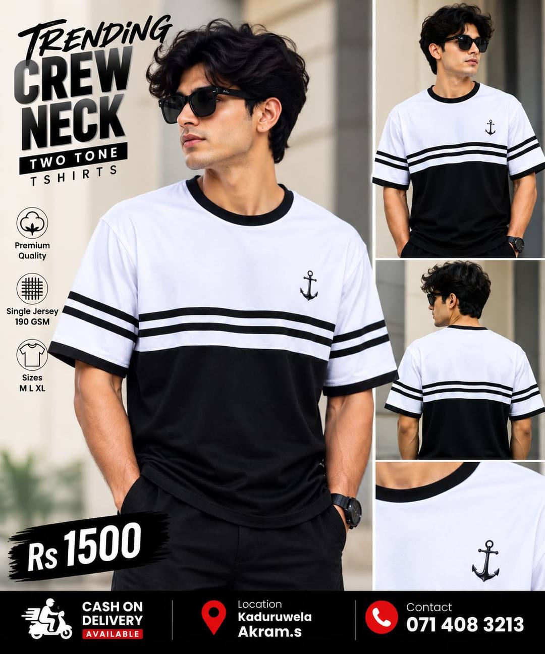 TRENDING CREW NECK TWO-TONE T-SHIRTS