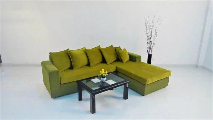 Sectional L sofa in Velvet