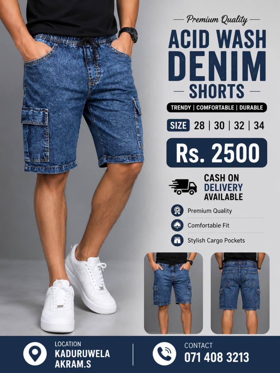 NEW ARRIVAL – ACID WASH DENIM SHORTS