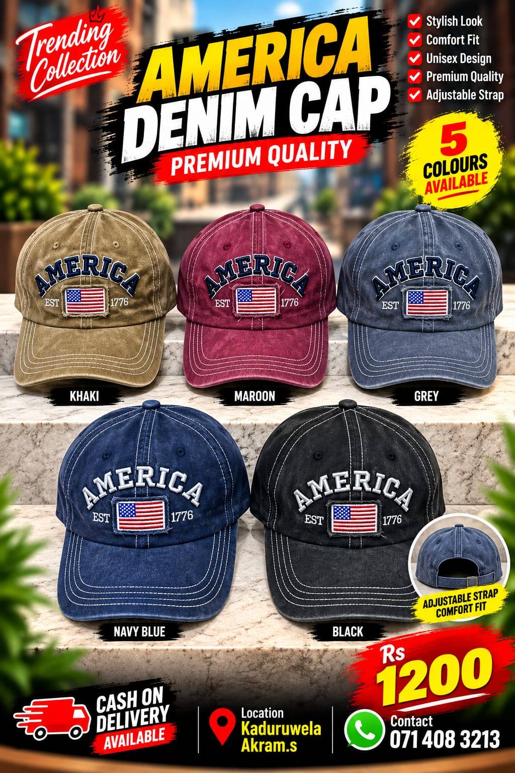 TRENDING ACID WASH DENIM CAPS