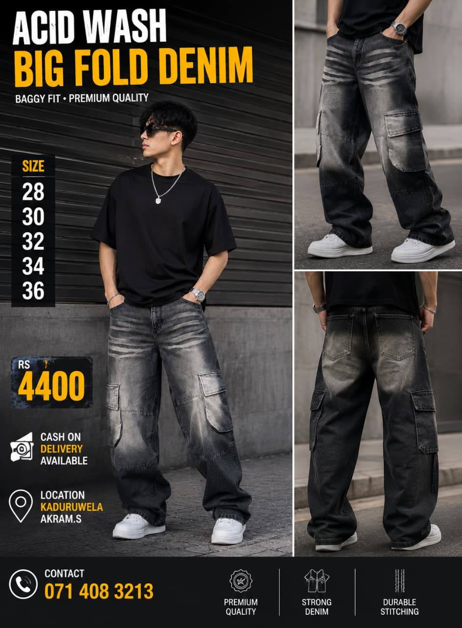 ACID WASH BIG FOLD DENIM – NEW ARRIVAL