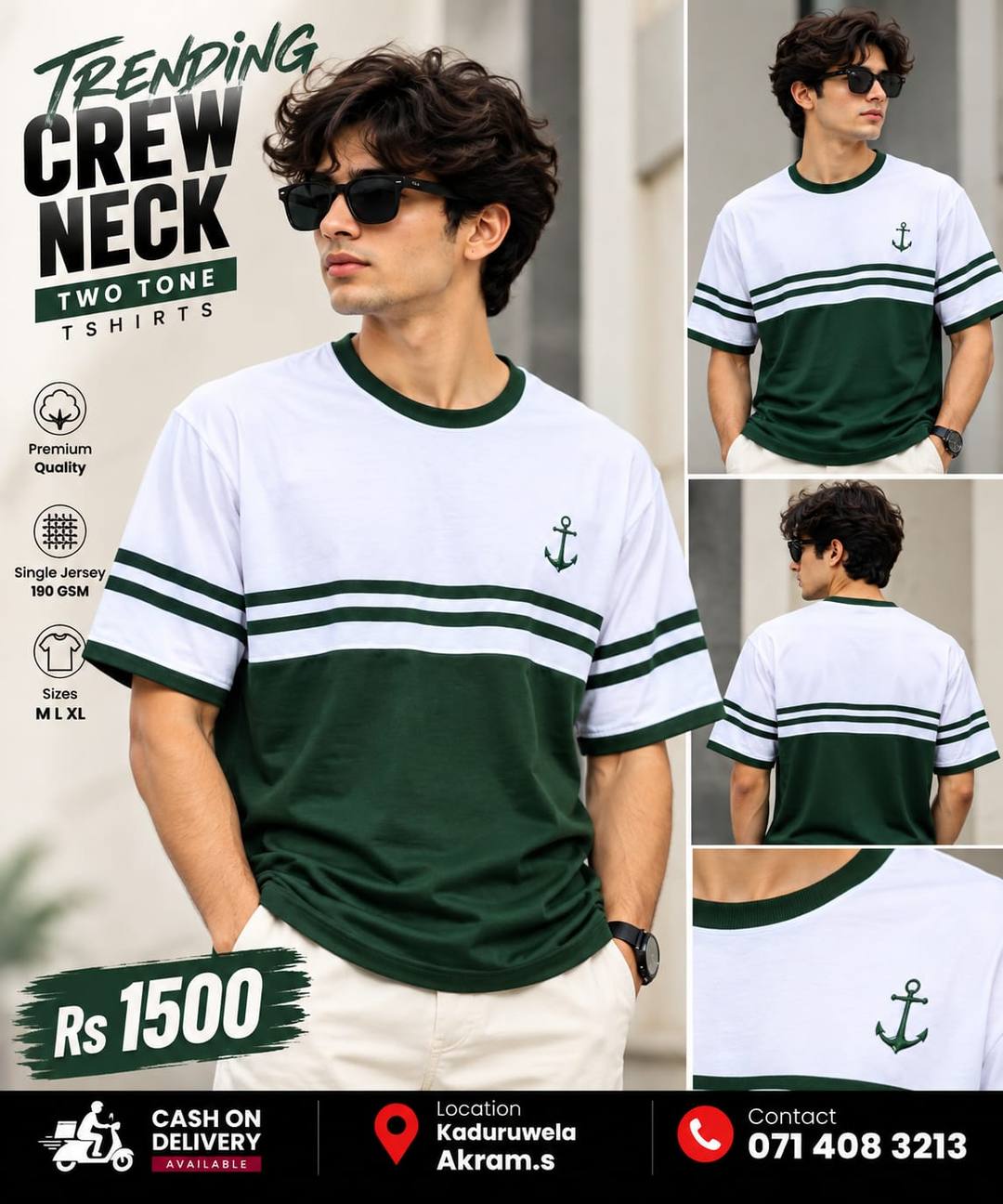 TRENDING CREW NECK TWO-TONE T-SHIRTS AVAILABLE