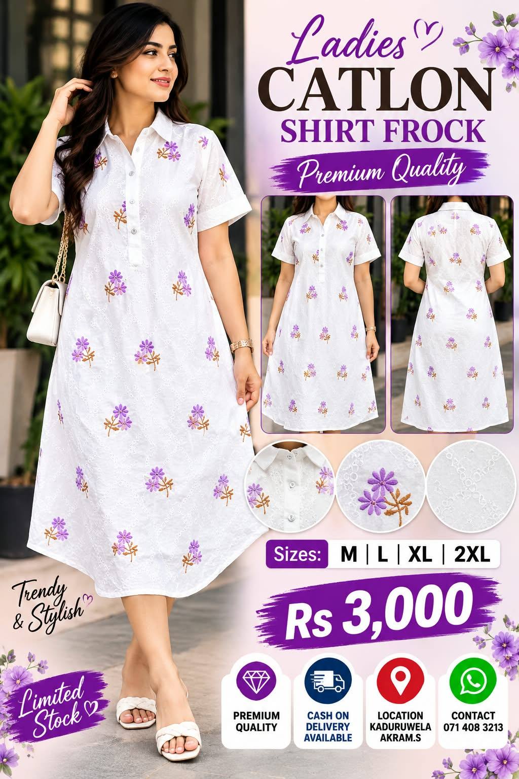 LADIES CATLON SHIRT FROCK