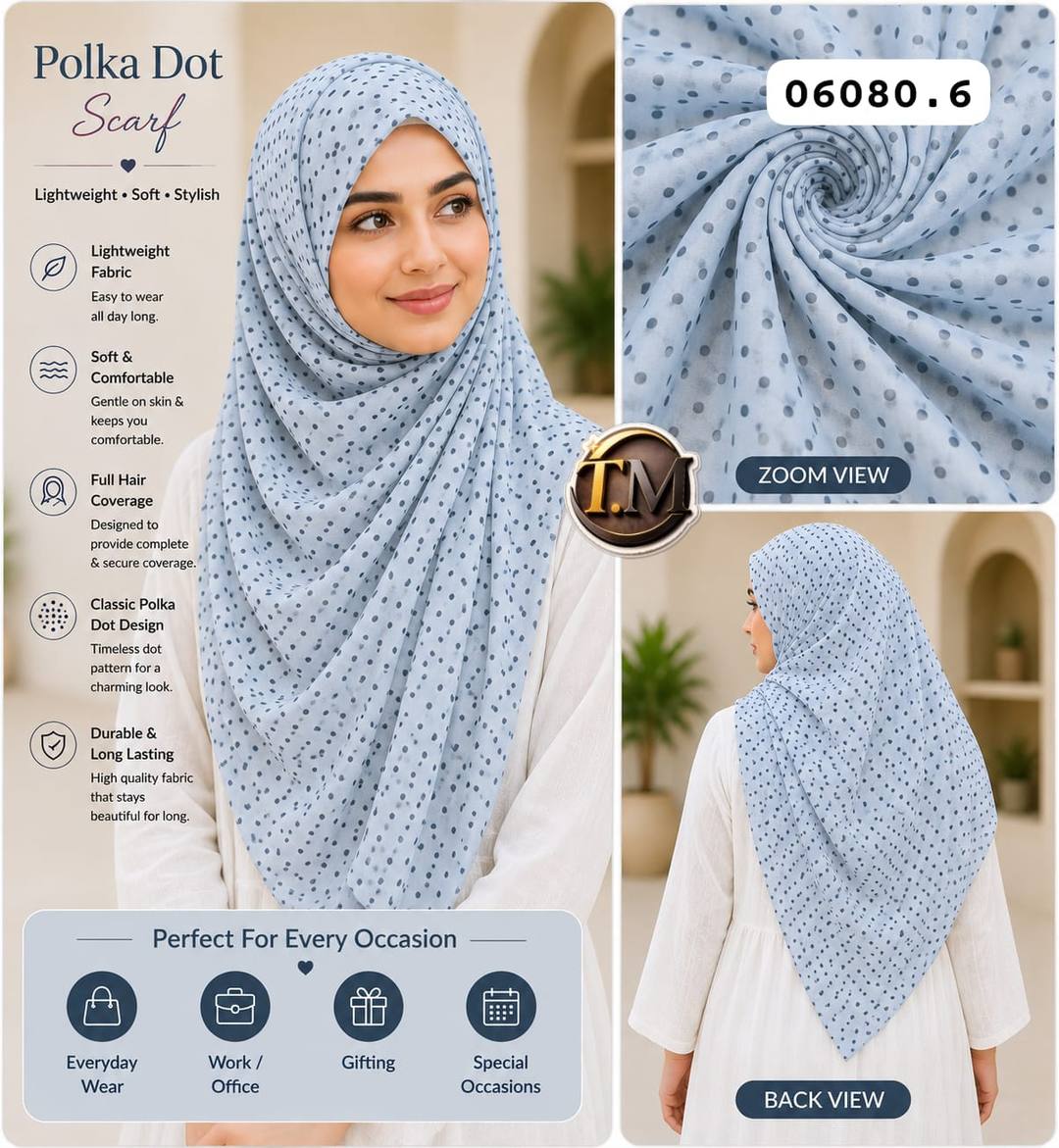PRINTED POLKA DOTS CHIFFON SHAWLS AVAILABLE