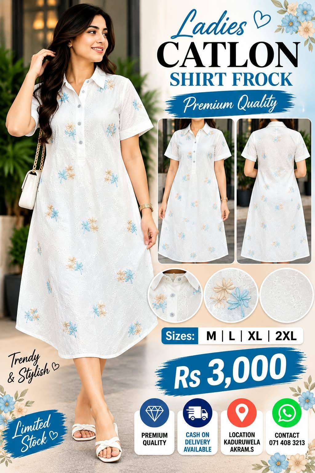 LADIES CATLON SHIRT FROCK ON SALE