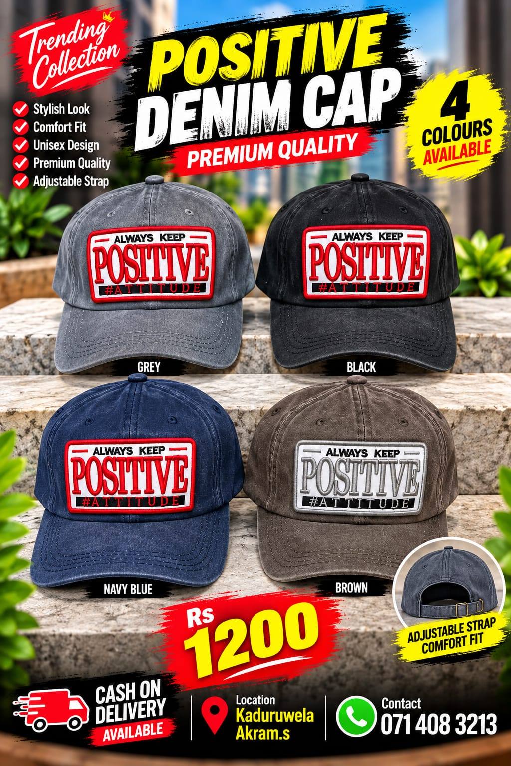 ACID WASH DENIM CAPS