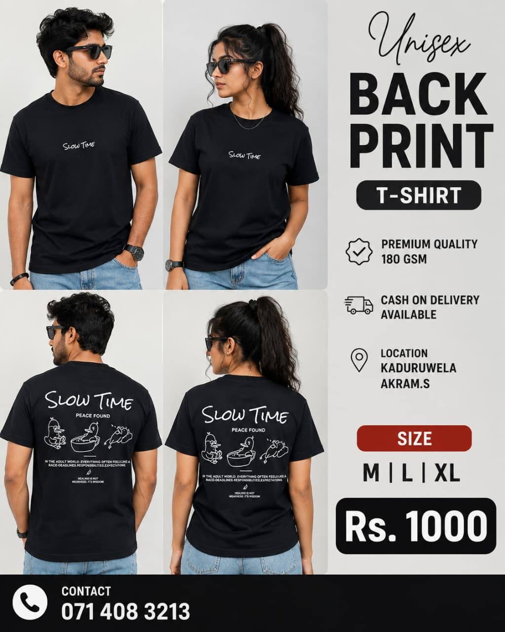 NEW ARRIVAL – UNISEX BACK PRINT T-SHIRT