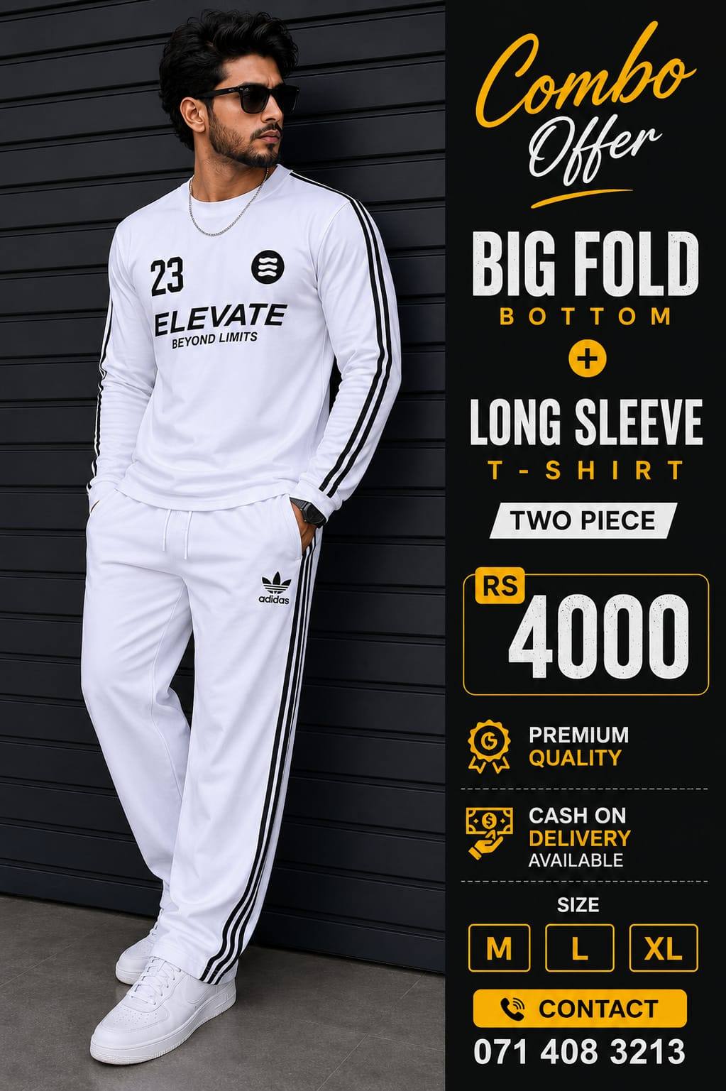 Long Sleeve T-Shirt + Big Fold Bottom Combo