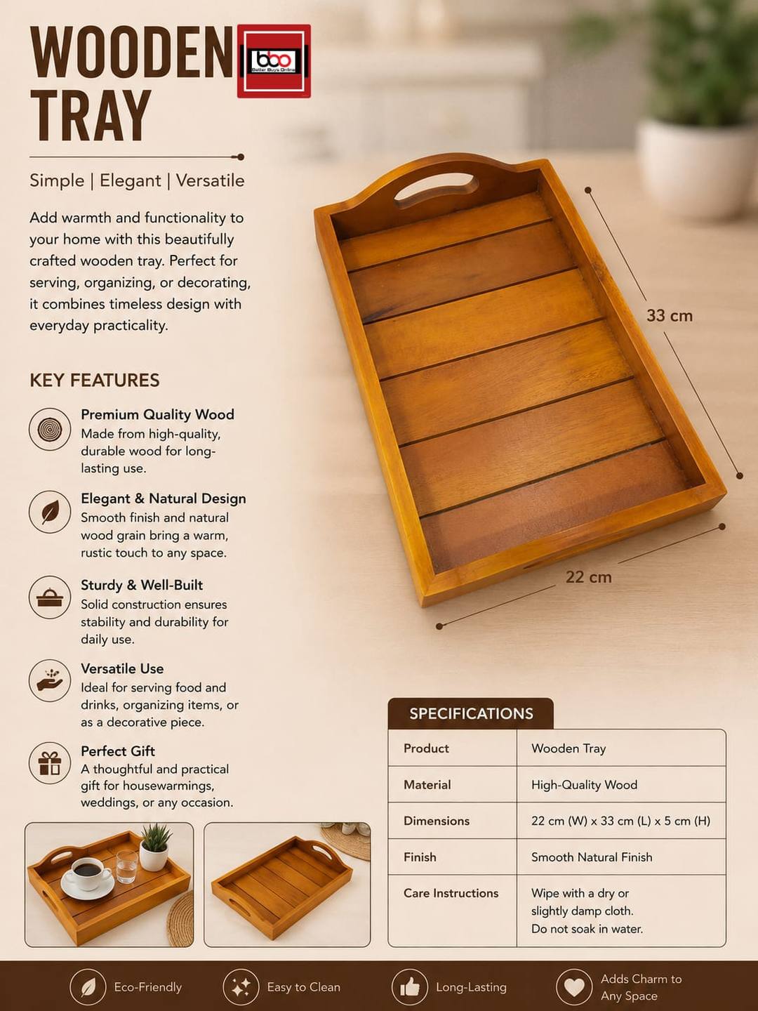 WOODEN TRAY (SMALL) – FOR SALE