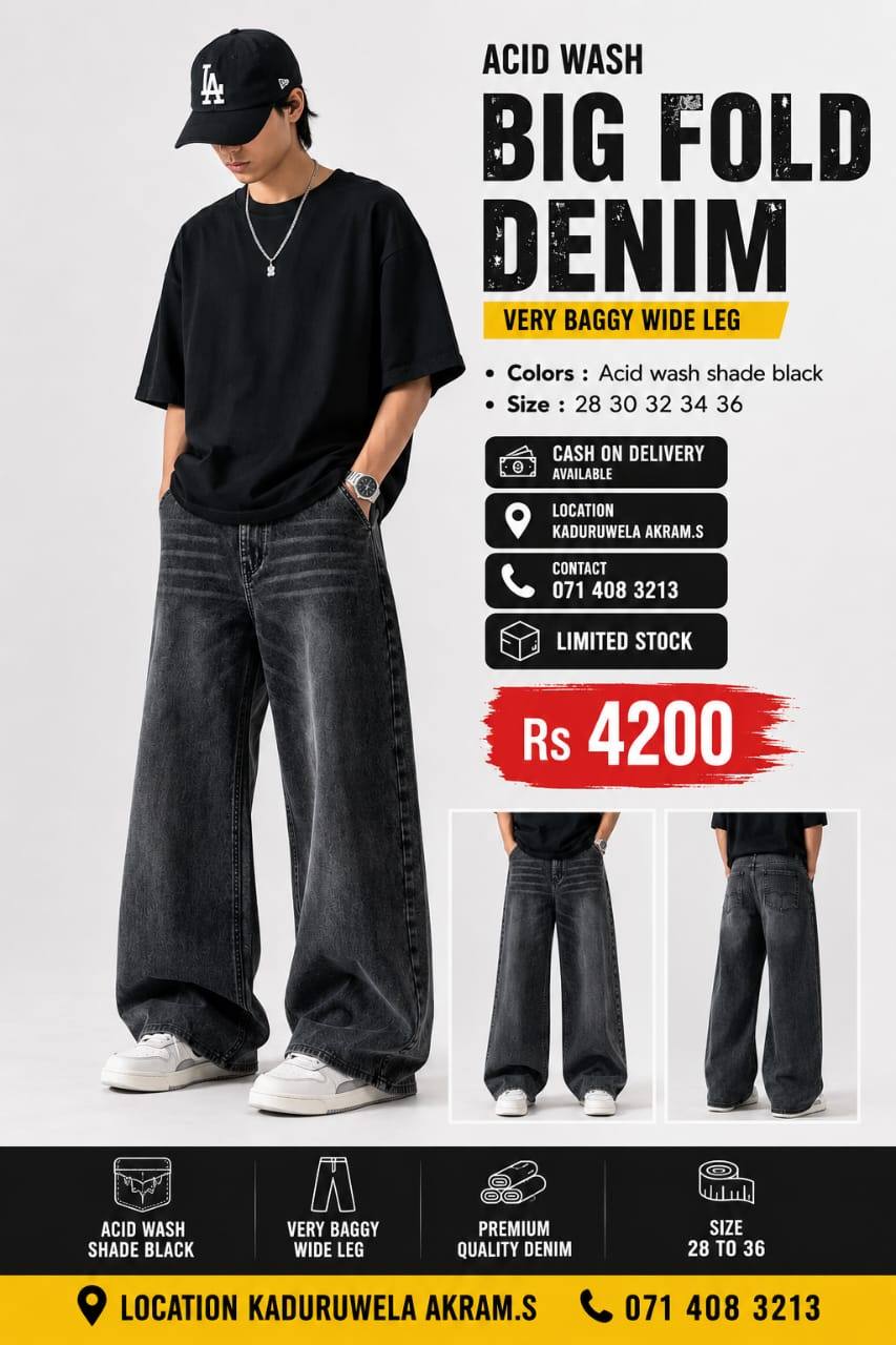 ACID WASH BIG FOLD DENIM