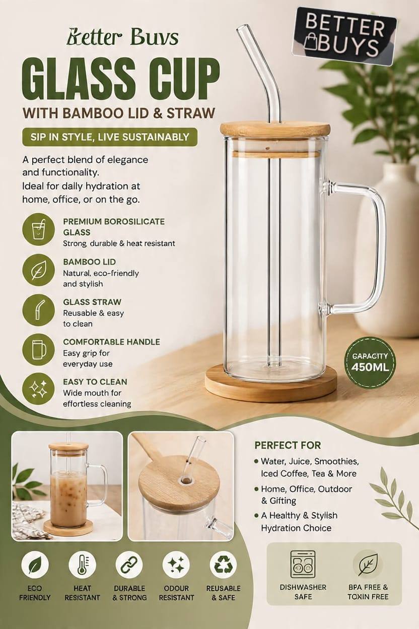 SQUARE GLASS CUP WITH STRAW