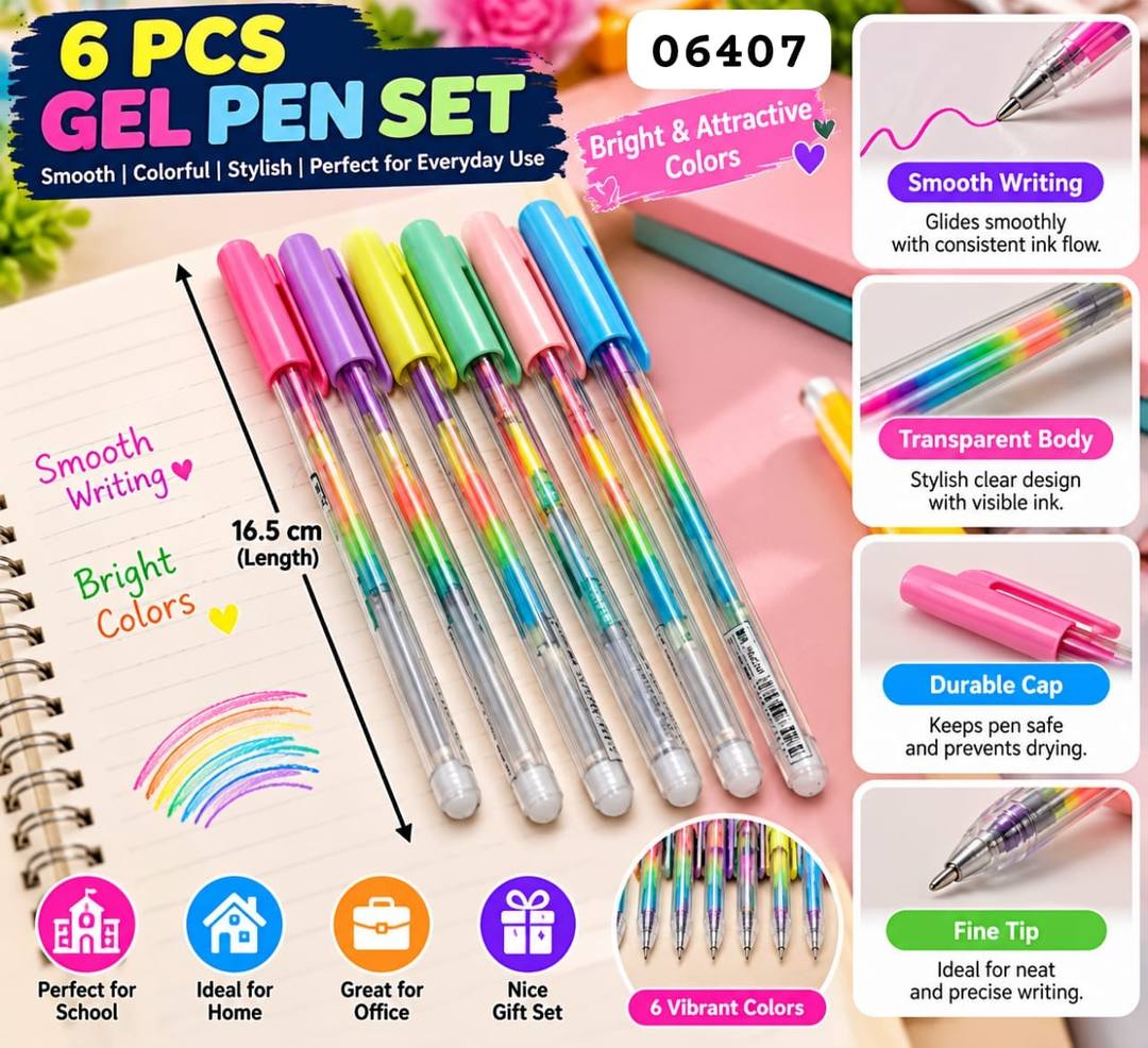 6 PCS RAINBOW PEN SET